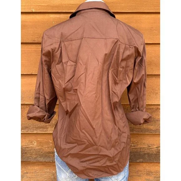Foxcroft Milk Chocolate Wrinkle Free RN21664 Button Down Shirt Size 12P - Picture 3 of 8